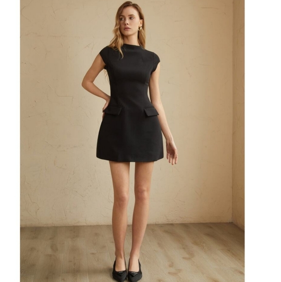 COMMENSE Elegant A-line Mini Dress - S - Black - Picture 3 of 4